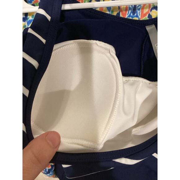 Lands' End Womens Swimsuit Size 8 Navy Blue Striped One Piece Nautical Beach NEW - Picture 8 of 9